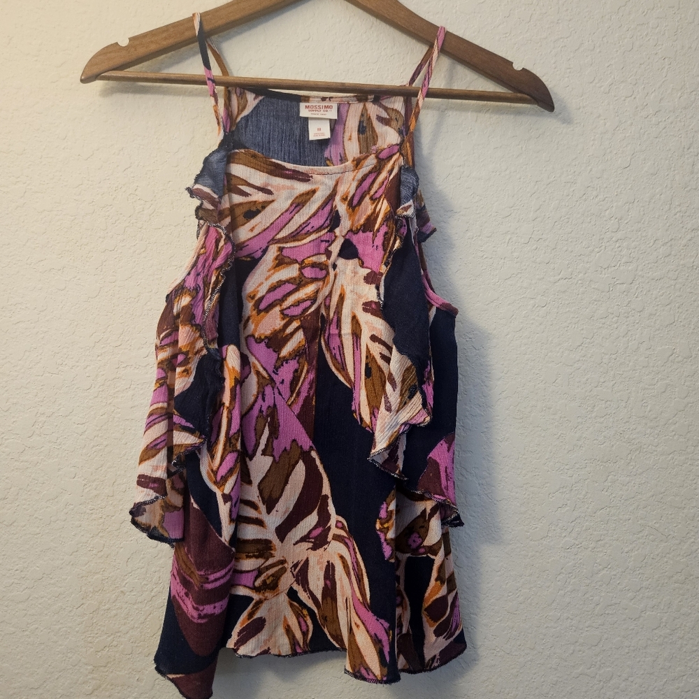 Mossimo Supply Co. Tiered Tank Top‎ Blouse Womens Medium Blue Pink Purple